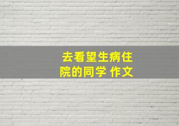 去看望生病住院的同学 作文